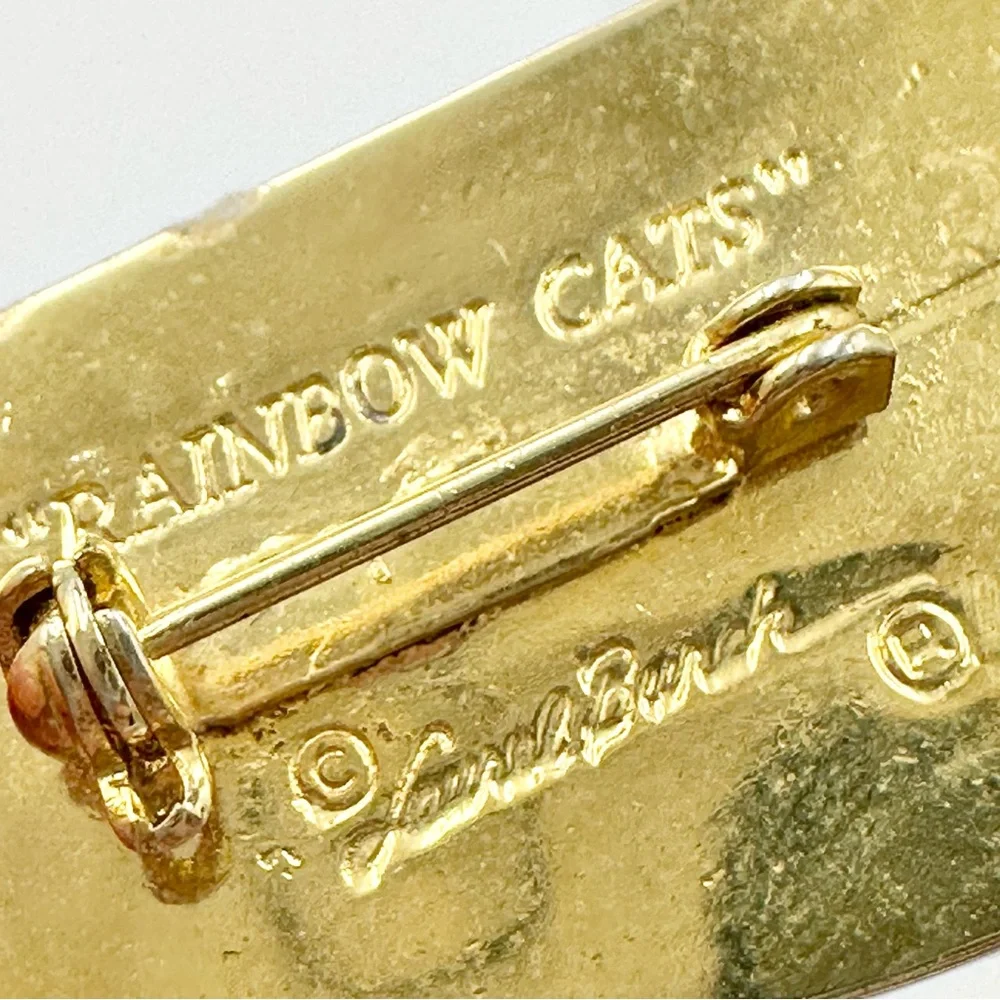 Laurel Burch Vintage Rainbow Cats Earring & Brooch Lapel Pin Set - Picture 4 of 6